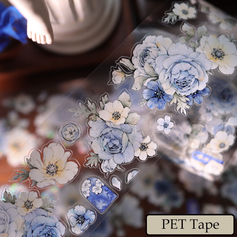 Sweet Blue Flower Die-Cutting Washi Tape - Sample 100cm