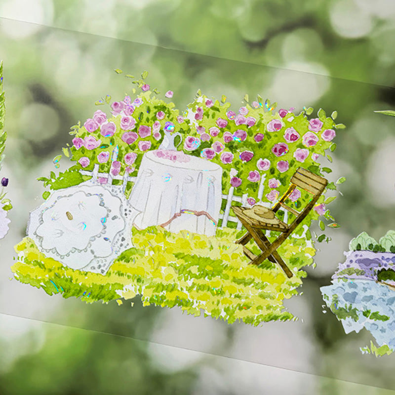 7cm*100cm Springtime Small Garden Shell Light PET Tape featuring garden, spring, and light designs for journaling, scrapbooking and collage