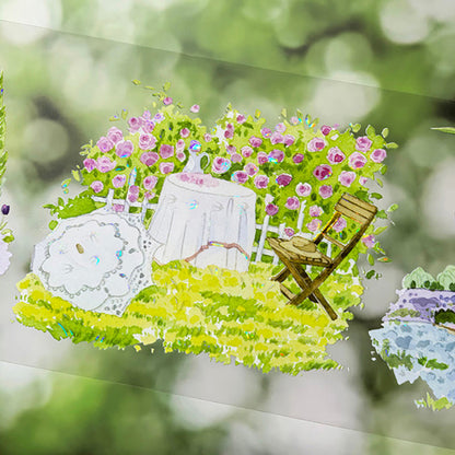 7cm*100cm Springtime Small Garden Shell Light PET Tape featuring garden, spring, and light designs for journaling, scrapbooking and collage