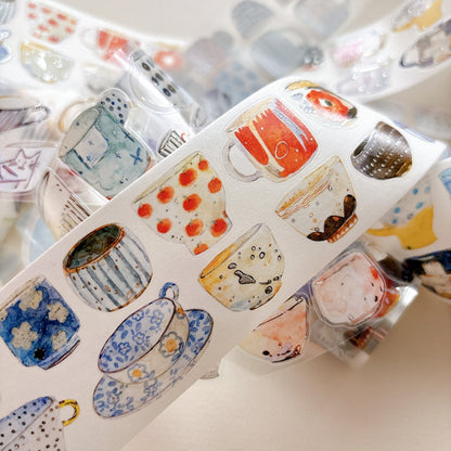 Whole Roll 5cm*5m One Cup Die Cutting Silver Stamping Washi/PET/Fog PET Tape