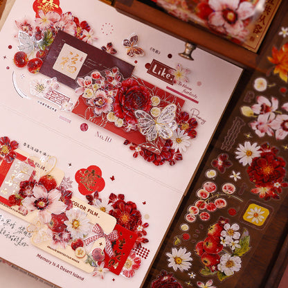 Whole Roll 6cm*6m Red Fruit Fragrant Flavor Die Cutting Washi/PET/Shell Light PET Tape featuring red, fruit, and light designs for journaling, scrapbooking and collage