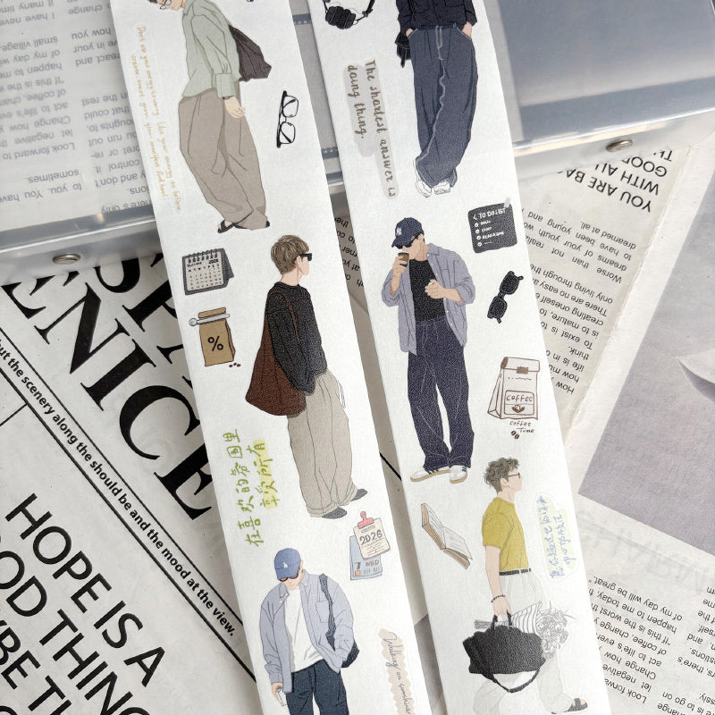 Whole Roll 5cm*5m Strolling along Die Cutting Washi/PET/Fog PET Tape for journaling, scrapbooking and collage