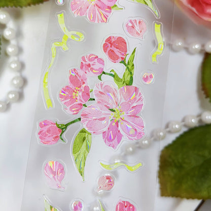 Whole Roll 5cm*5m Pine Ccented flower Washi/Self-adhesive/Shell Light PET Tape featuring flower, and light designs for journaling, scrapbooking and collage