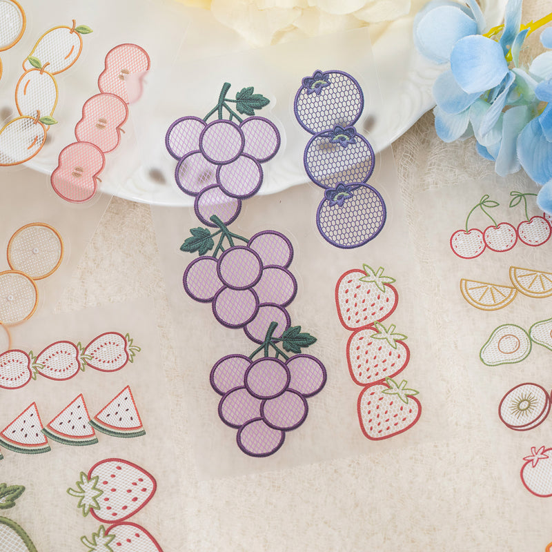 Embroidered Color Market Series Sticker Book featuring red, book, and color designs for journaling, scrapbooking and collage