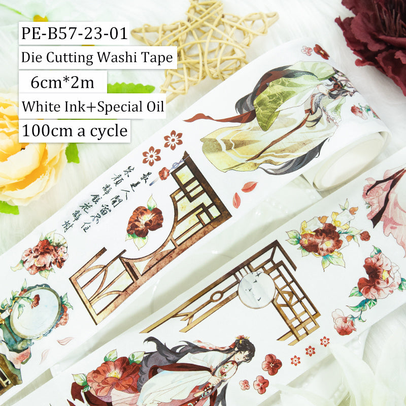 Red makeup Die Cutting Washi/Shell Gold PET Tape
