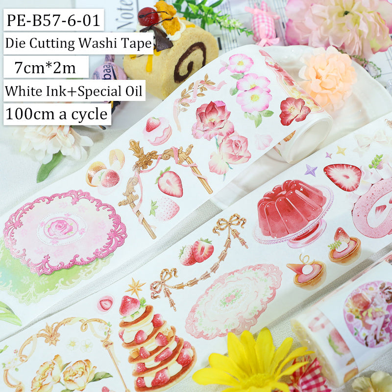 Strawberry ice cream pudding Die Cutting Washi/Shell Gold PET Tape