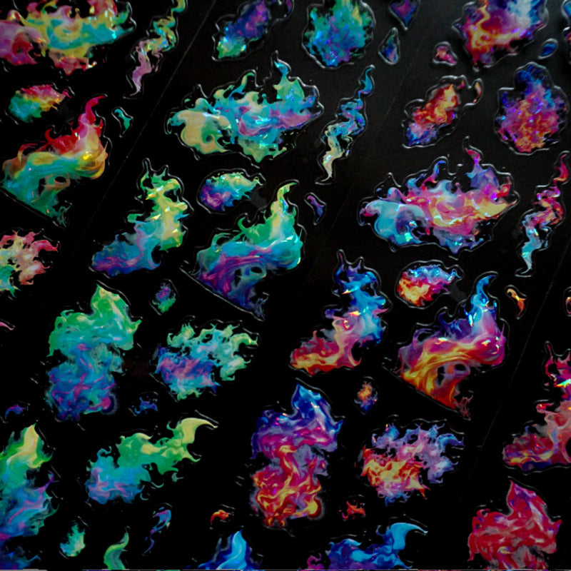 Whole Roll 6cm*5m Shimmering Flames Die Cutting Shell Light PET Tape