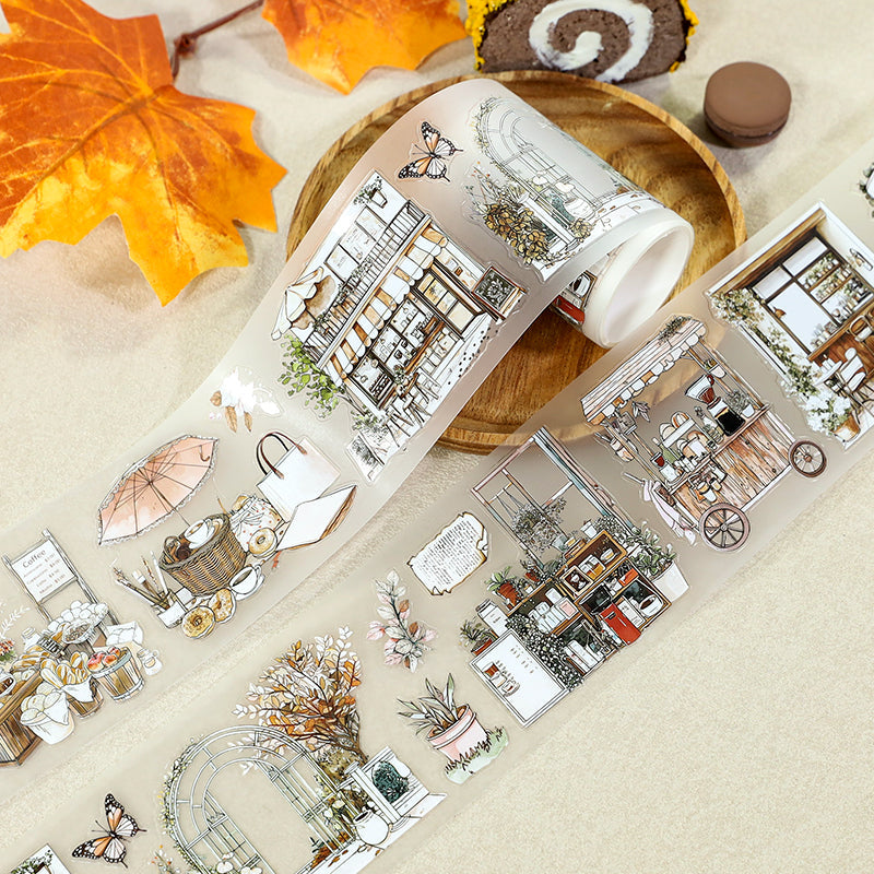 Warm Coffee Corner Die Cutting Fog PET Tape for journaling, scrapbooking and collage