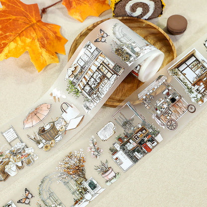 Warm Coffee Corner Die Cutting Fog PET Tape for journaling, scrapbooking and collage