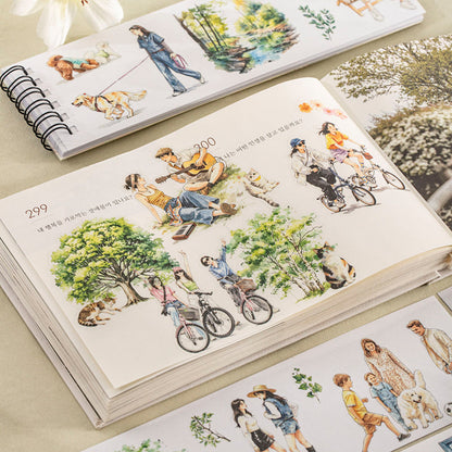 Slow Daily Life Series Sticker Book featuring book designs for journaling, scrapbooking and collage