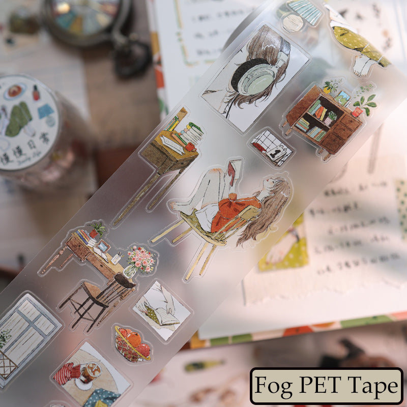 6cm*100cm Slow Daily Life Die Cutting Washi/Fog PET Tape