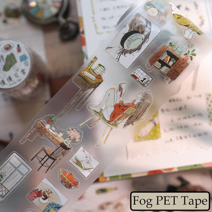 6cm*100cm Slow Daily Life Die Cutting Washi/Fog PET Tape