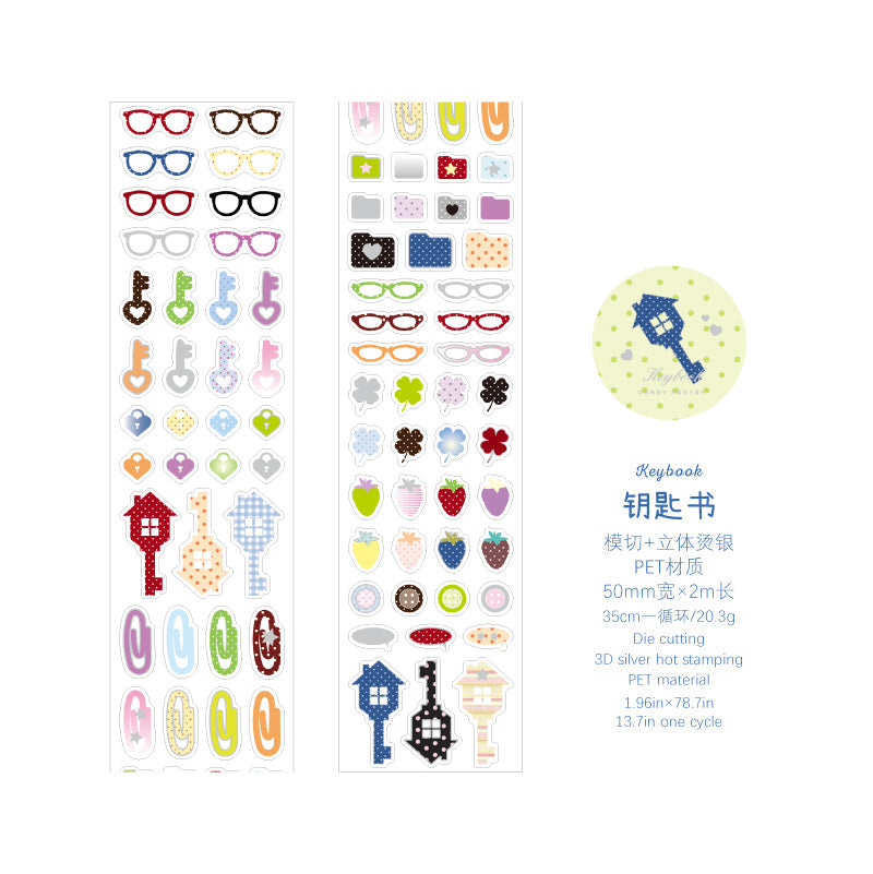 Muanuan Diary Series Die Cutting Silver Stamping PET Tape