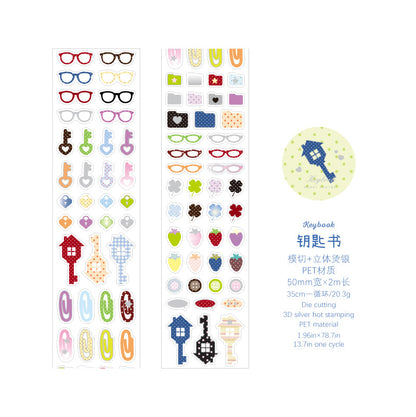 Muanuan Diary Series Die Cutting Silver Stamping PET Tape