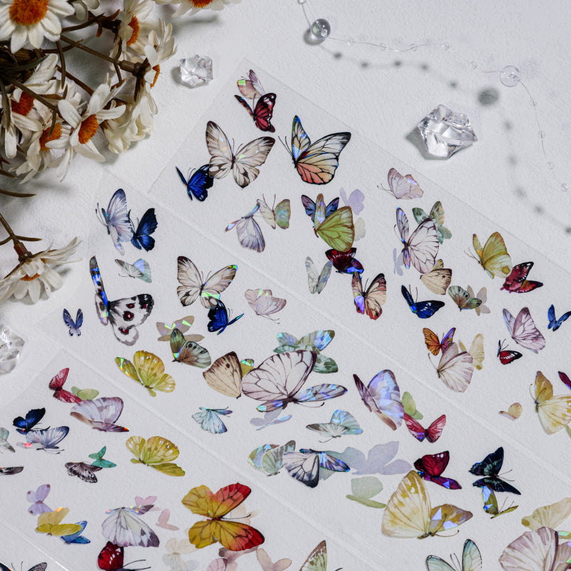 Whole Roll 6cm*5m Little Butterfly Shell Light PET Tape