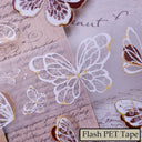 Whole Roll 4.5cm*6m Butterfly wings Die Cutting Flash PET/Shell Light/Gold/Silver Tape