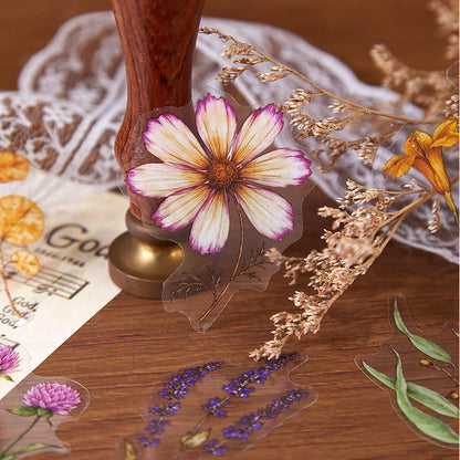 Flower Bloom Chronicles Series Sticker featuring flower designs for journaling, scrapbooking and collage