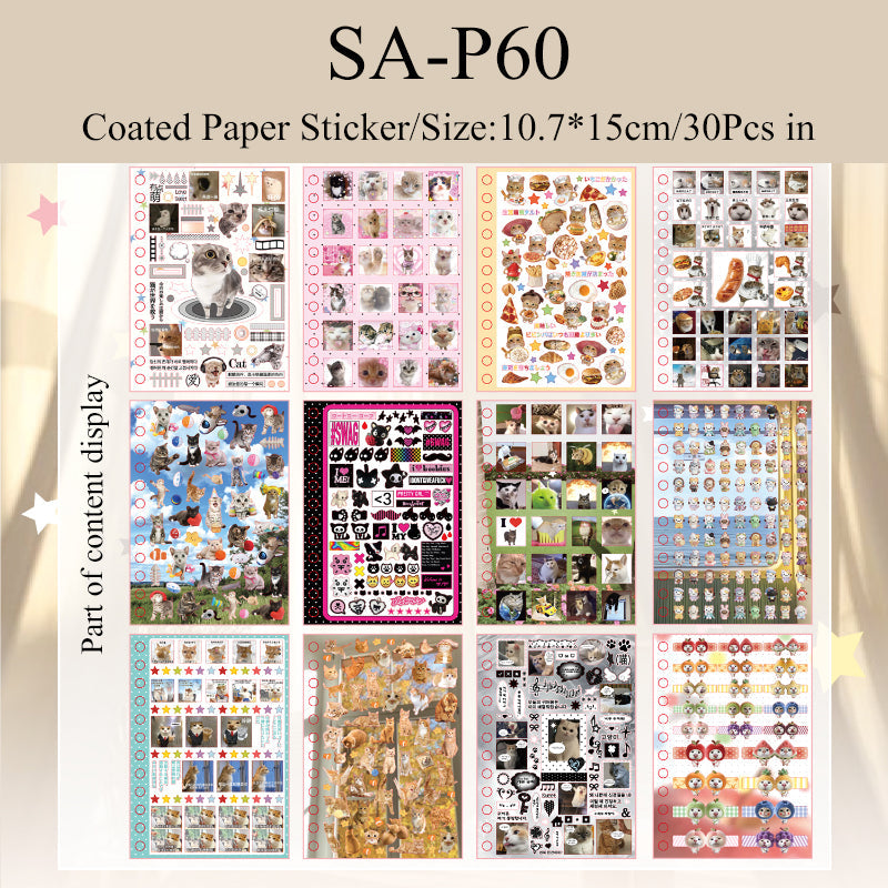 Meow Words Series Sticker Book featuring book designs for journaling, scrapbooking and collage