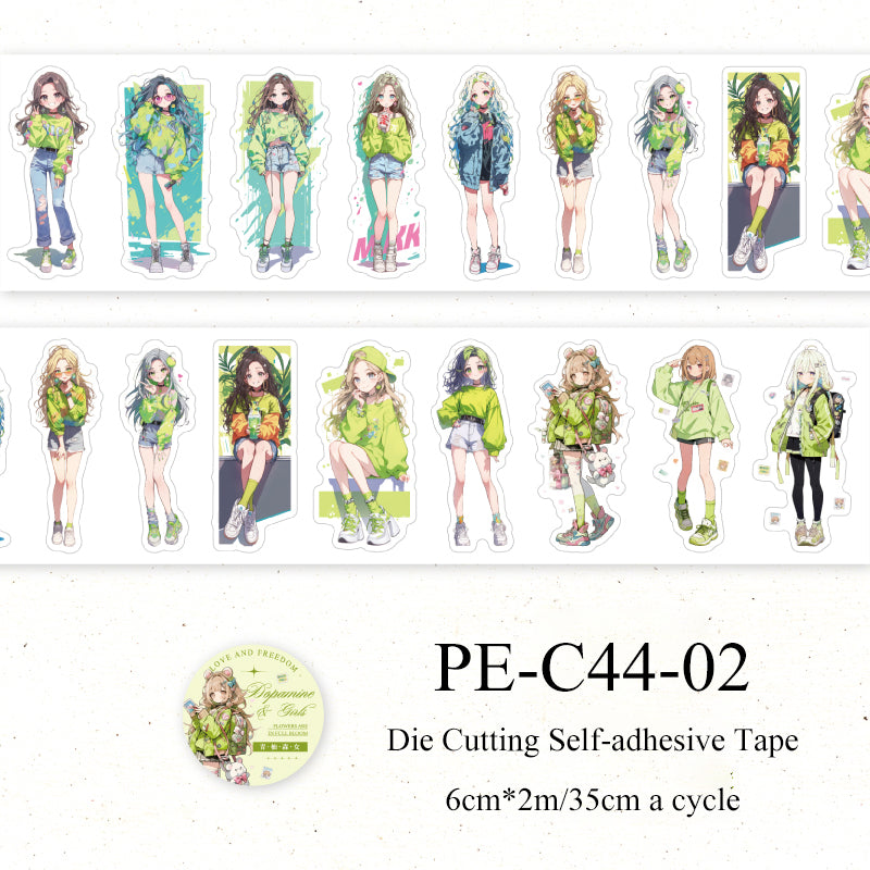 Dopamine girl Series Die Cutting Self-adhesive Tape