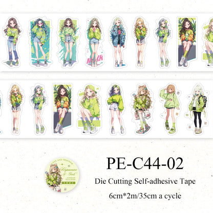 Dopamine girl Series Die Cutting Self-adhesive Tape