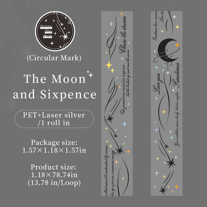 Starlit Poet Series Laser Silver PET Tape