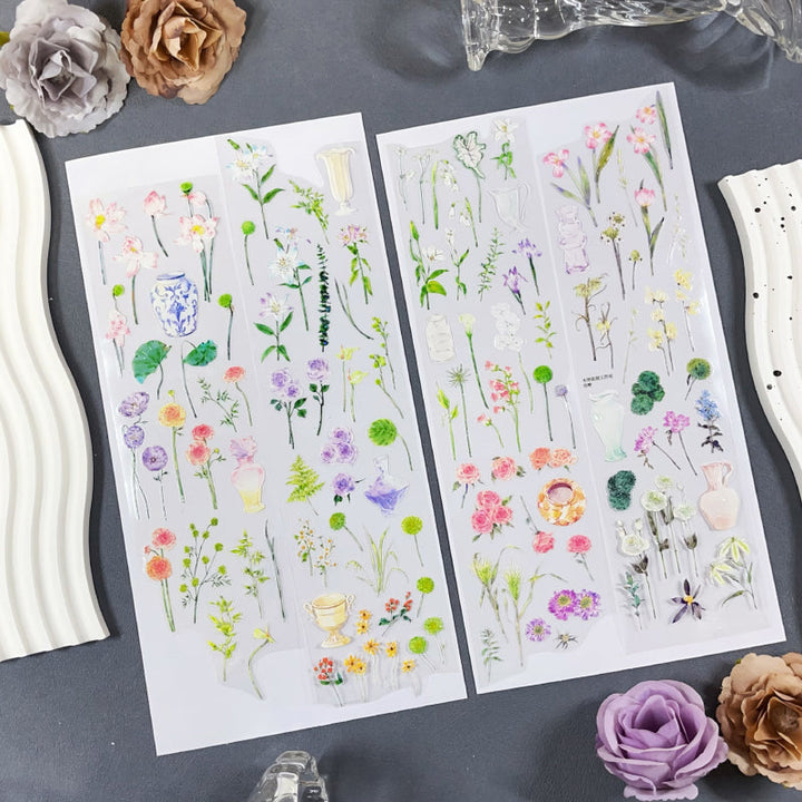 Whole Roll 7cm*5m Flower Field Die Cutting Washi/Shell Light PET Tape