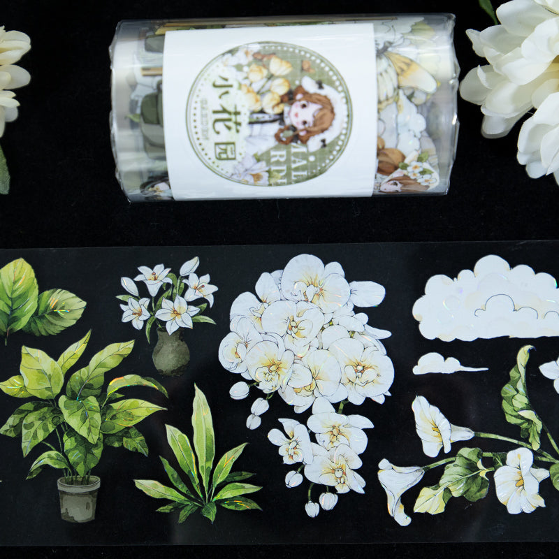 Small Garden Die Cutting Washi/Shell Light PET Tape featuring garden, and light designs for journaling, scrapbooking and collage