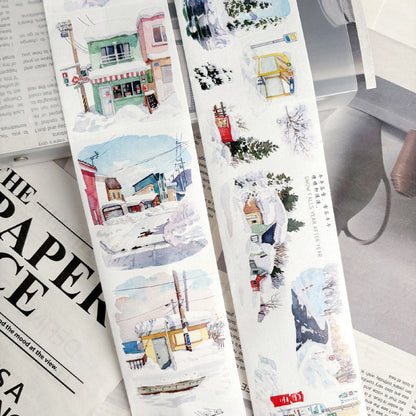 7cm*125cm Snow Falls Die Cutting Washi/PET/Fog PET Tape featuring snow designs for journaling, scrapbooking and collage
