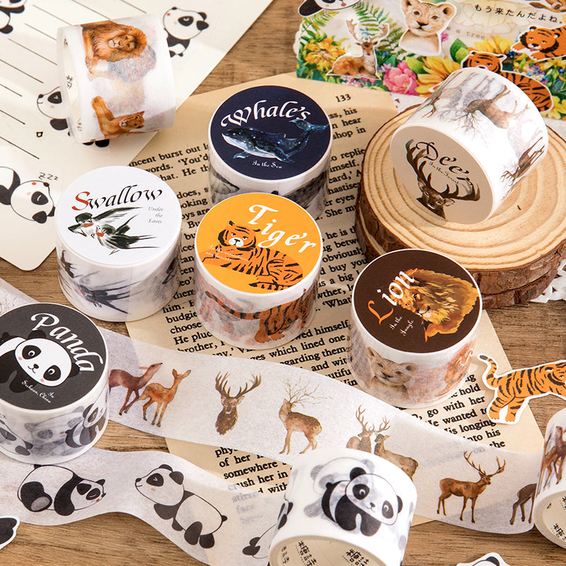 Mysterious Animal Series Washi Tape featuring animal designs for journaling, scrapbooking and collage