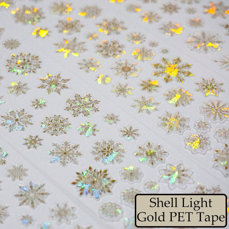 6cm*100cm Aurora Snowflake Die Cutting Shell Light PET Tape