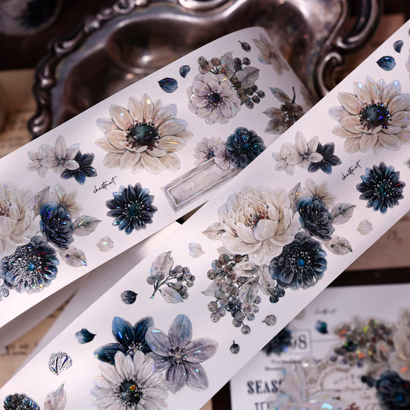 5.5cm*125cm Old Colored Flower Mark Die Cutting Washi/PET/Shell Light Washi/PET Tape