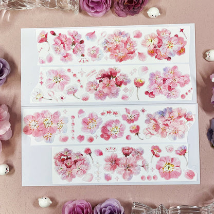 Whole Roll 6cm*5m Cherry Blossom Affair Die Cutting Shell Light PET/Synthetic Paper Tape