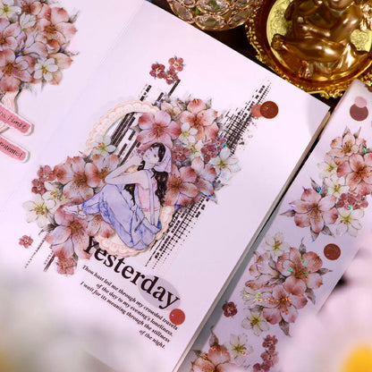 Pink Mist Flower Die-Cutting Washi Tape - Sample 100cm