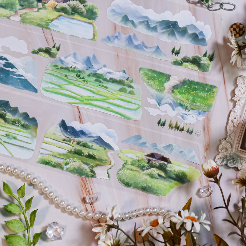 Whole Roll 6.5cm*5m Lush Greenery PET Tape featuring green designs for journaling, scrapbooking and collage