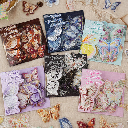 Fabric Butterfly Chronicles Series Sticker featuring butterfly designs for journaling, scrapbooking and collage