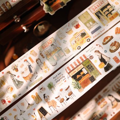 5.5cm*100cm Daily Life Of Bakery Die Cutting Washi/Fog PET Tape for journaling, scrapbooking and collage