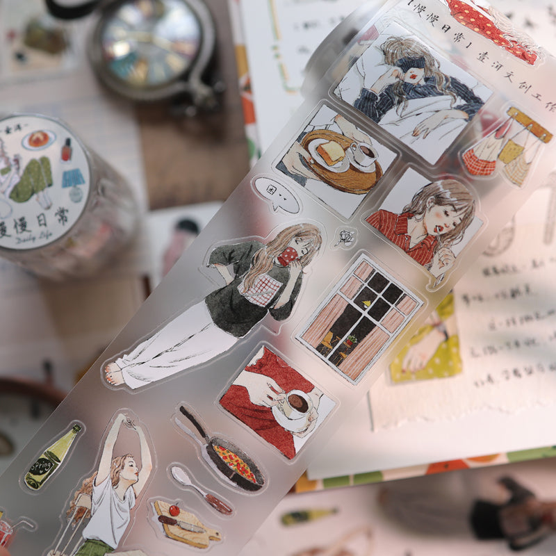 6cm*100cm Slow Daily Life Die Cutting Washi/Fog PET Tape