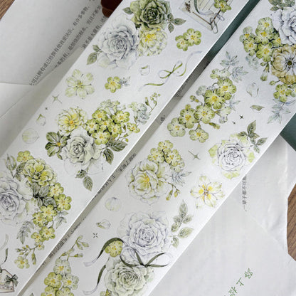 Green Flower Bud Die-Cutting Washi Tape - Whole Roll 6cm×5m