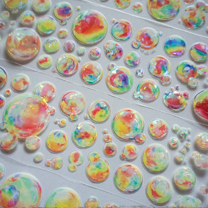 Whole Roll 6cm*5m Colorful Bubbles Die Cutting Shell Light PET Tape