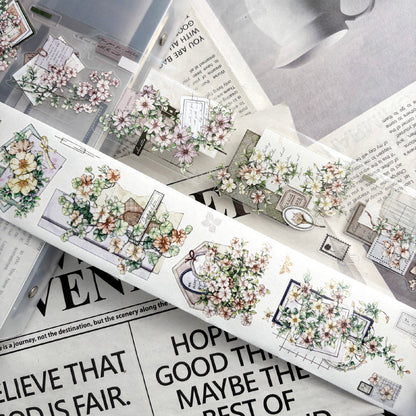 6cm*100cm Snowflakes Letter Die Cutting Washi/PET Tape featuring letter, and snow designs for journaling, scrapbooking and collage