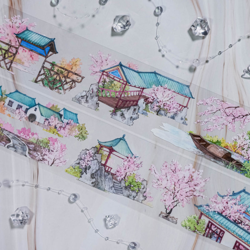 Whole Roll 6.5cm*5m Spring Lush PET Tape featuring spring designs for journaling, scrapbooking and collage