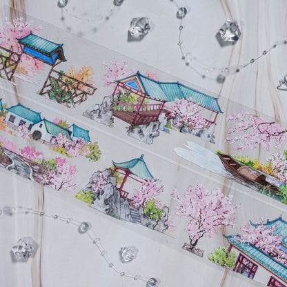 Whole Roll 6.5cm*5m Spring Lush PET Tape featuring spring designs for journaling, scrapbooking and collage
