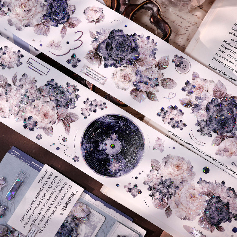 6cm*125cm Cloud Ink Flower Clusters Die Cutting Washi/PET/Shell Light Washi/PET Tape