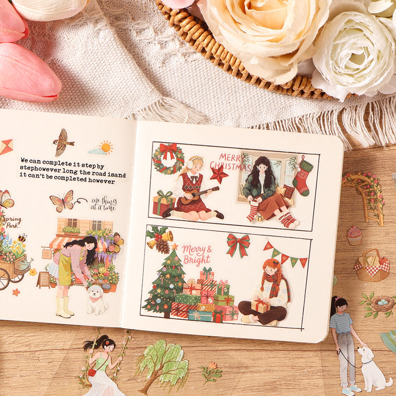 Seasonal Wandering Series Sticker Book featuring book, and sea designs for journaling, scrapbooking and collage