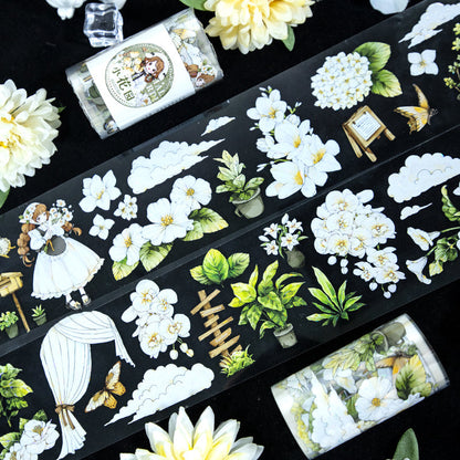 Small Garden Die Cutting Washi/Shell Light PET Tape featuring garden, and light designs for journaling, scrapbooking and collage