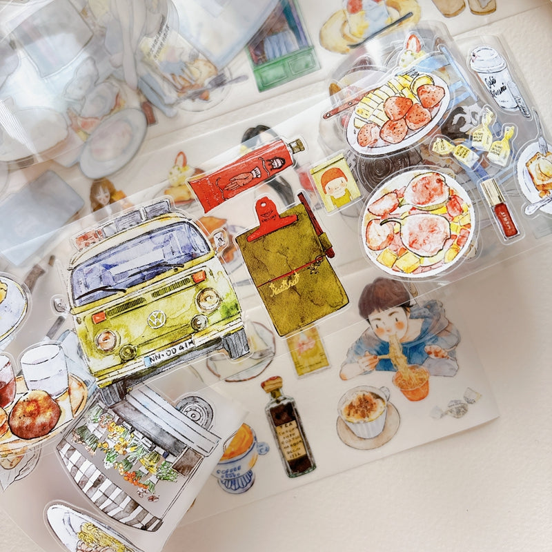 Whole Roll 6cm*5m Leisure Time Die Cutting Washi/PET/Fog PET Tape
