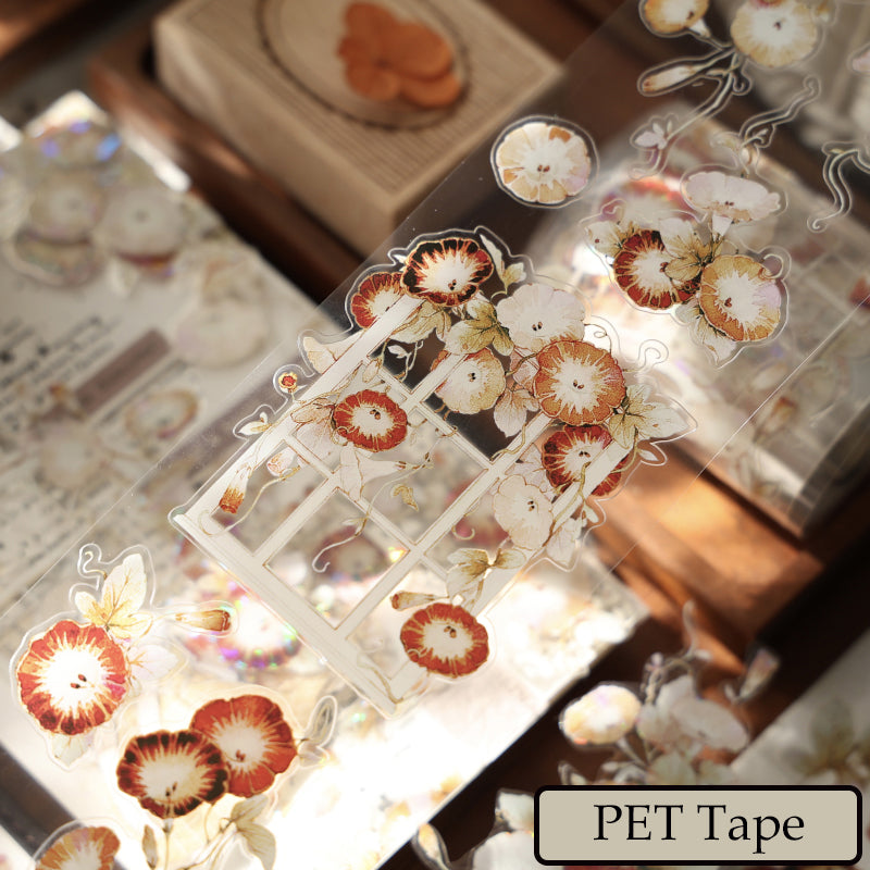 Whole Roll 6.5cm*6m Lavender flower Die Cutting Washi/PET/Shell Light PET Tape