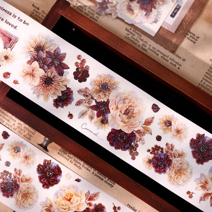 5.5cm*125cm Peony Flower Narrative Die Cutting Washi/PET/Shell Light Washi/PET Tape
