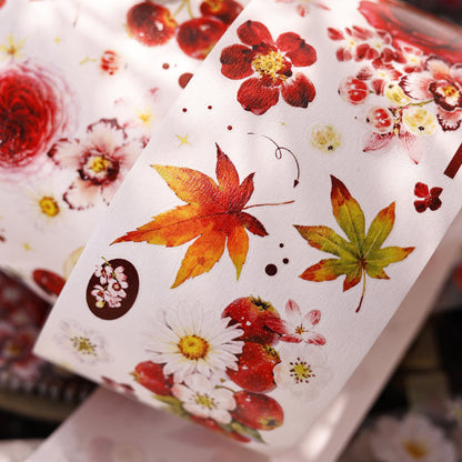 Whole Roll 6cm*6m Red Fruit Fragrant Flavor Die Cutting Washi/PET/Shell Light PET Tape featuring red, fruit, and light designs for journaling, scrapbooking and collage