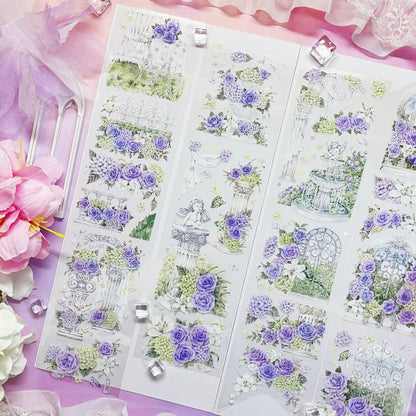 7cm*110cm Dream Garden of Flowers Shell Light PET Tape featuring garden, dream, and flower designs for journaling, scrapbooking and collage